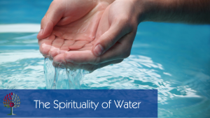 Hands cupped over a pool of clear water, with water running out of the cupped hands